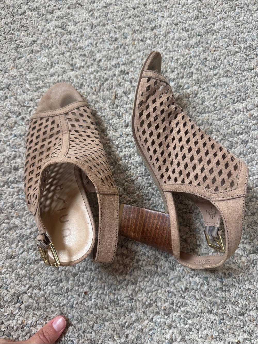 Unisa Taupe Cutout Block Heel Sandals